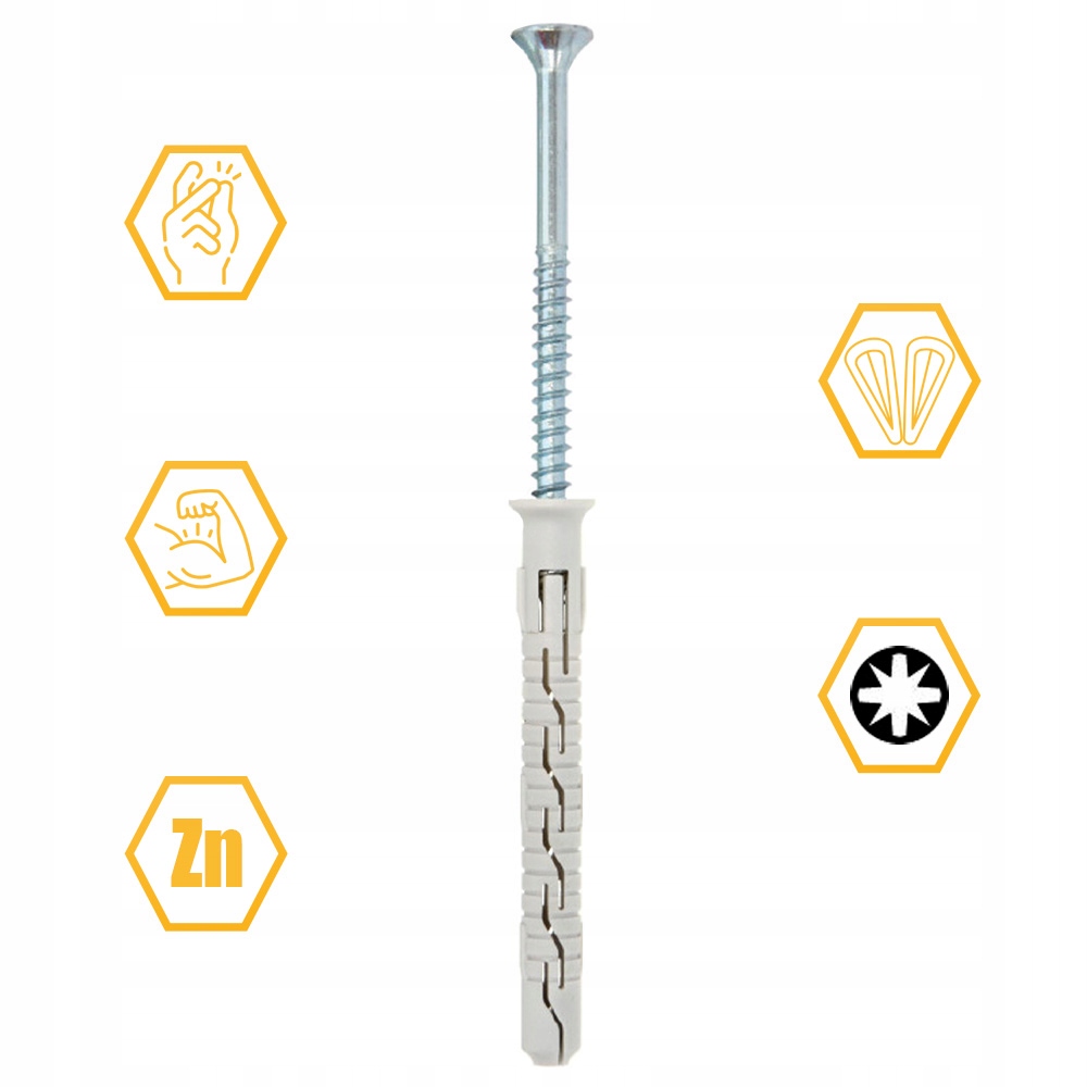 KOŁKI ROZPOROWE RAMOWE 8x65 STOŻKOWE TORX BLISTER 8szt KLIMAS BKPS-08065
